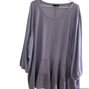 Lane Bryant Top Women 34 Purple Swiss Dot Tiered Neutral Feminine Dainty Retro
